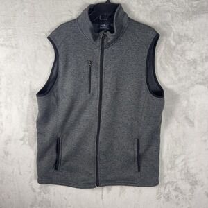 Charles‎ River Apparel Vest Mens XL Heather Gray Fleece Full Zip Chest Pocket